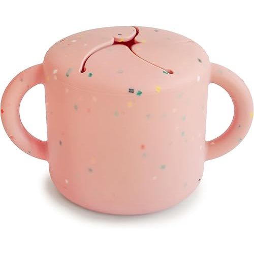 mushie Silicone Snack Cup | Spill Proof Food Container for Toddler and Baby (Powder Pink Confetti)