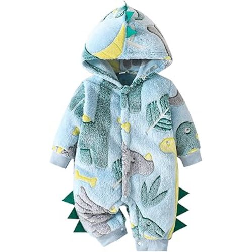 Amazon.com: Baby Boys Dinosaur Outfit Fleece Bodysuit Infant One Piece Hooded Button Romper Outerwear Jumpsuit Toddler Jackets (Gray, 3-6 Months): Clothing, Shoes & Jewelry