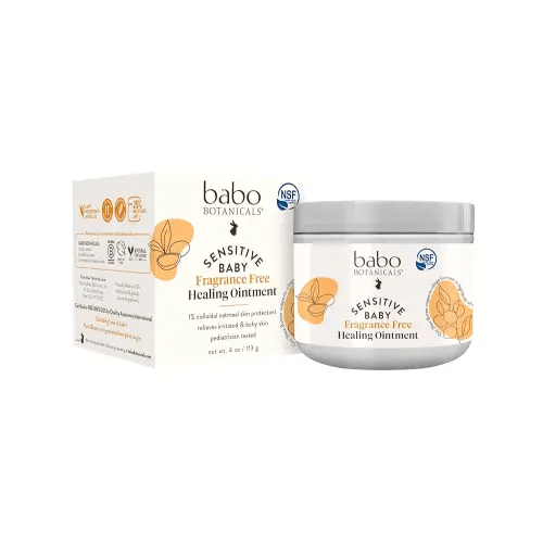 Babo Botanicals Sensitive Baby Fragrance-Free All Natural Healing Ointment - 99% Organic & 1% Colloidal Oat - Steroid-Free - NSF Certified - for Eczema, Irritated/Itchy Skin - Face, Body, Diaper Area