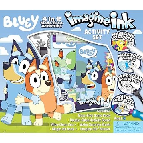 Bendon Bluey Imagine Ink 4-in-1 Activity Set with Magic Ink Books and a Mess Free Marker