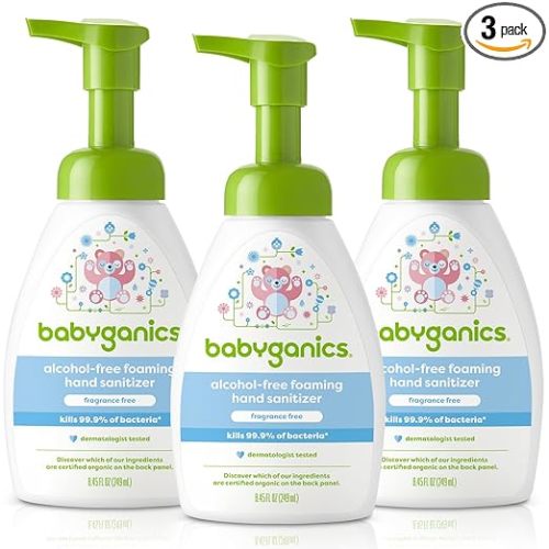 Babyganics Alcohol-Free Foaming Hand Sanitizer, Pump Bottle, Fragrance Free, 8.45 oz, 3 Pack