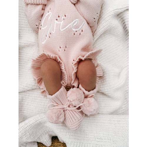 BOOTIES | POMPOM | BABY PINK – Petite + Co