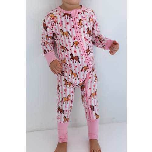 Pink Pony Zipper Romper