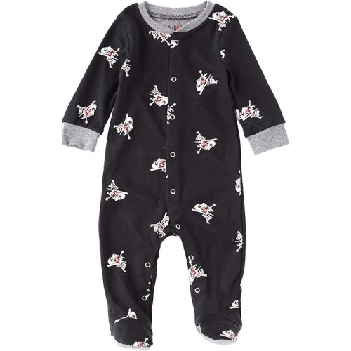 Nike Jordan Infant Boys Black Cartoon Printed Long Sleeve Footed Coverall