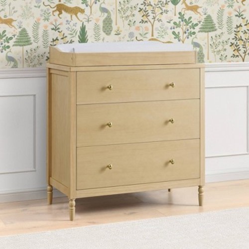 Delta Children Serena 3 Drawer Dresser with Changing Top - Natural Sandstone