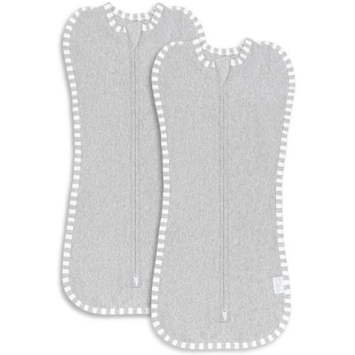 Swaddle Blanket Baby Girl Boy Easy Zipper Wrap 2 Pack Newborn Infant Sleep Sack by Comfy Cubs - Small, Grey