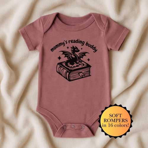 Baby Dragon Bodysuit: Soft Jersey Romper with Cute Dragon, Fantasy Readers Baby Gift, Reading Buddy Newborn Gift, Dragon Lover Baby