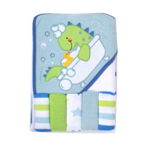 Baby Boys Hooded Towel and Washcloths 6 Piece Set