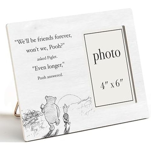 Pooh Bear Picture Frame, Friendship Gift Ideas, Birthday Gifts for Friends Besties, We'll Be Friends Forever Photo Frame for 4 x 6 Inch Photo
