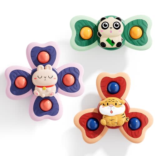 Suction Cup Spinner Airplane Travel Toys for 1 Year Old Boy Girl | Spinning Top 12 18 Months,1 2 Year Old Boy Birthday Gift,Baby Bath Toy for Kids Ages 1-3,Sensory Toy for Infant Toddlers