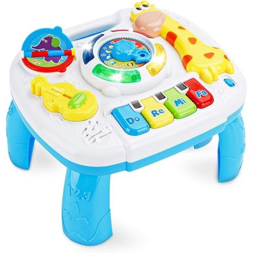Baccow Baby Toys 6 to 12-18 Months Musical Educational Learning Activity Table Center Toys for Toddlers Infants Kids 1 2 3 Year Olds Boys Girls Gifts Size 9.7 x 8.7 x 7.1 Inches