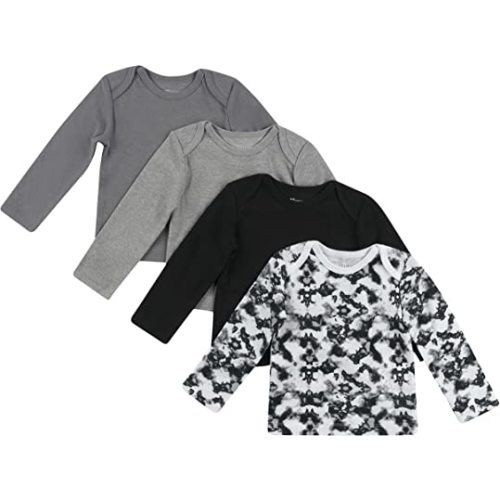 Hanes Baby Long Sleeve T-shirt, Ultimate Flexy Knit Tee for Boys & Girls, 4-Pack