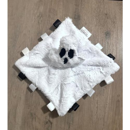 Handmade Personalized Ghost Lovey, Embroidered Halloween Gift, Toddler Comfort Toy with Crinkle Tags,Gender Neutral Spooky Nursery Decor