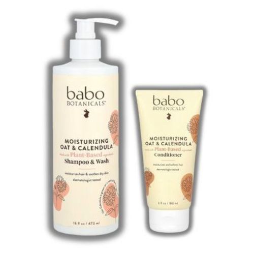 Babo Botanicals Oat & Calendula Moisturizing Shampoo & Wash - (16 oz) & Moisturizing Oat & Calendula Conditioner - (6 oz) - DUO SET