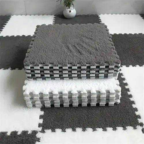 12pcs set plush floor mats anti slip eva foam room - Temu
