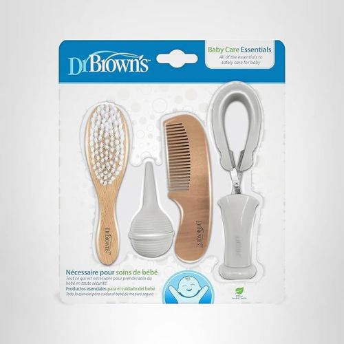 Dr. Brown's Baby Care Essentials Kit, Nail Scissors with Case, Nasal Aspirator, Cradle Cap Brush and Comb, BPA-Free