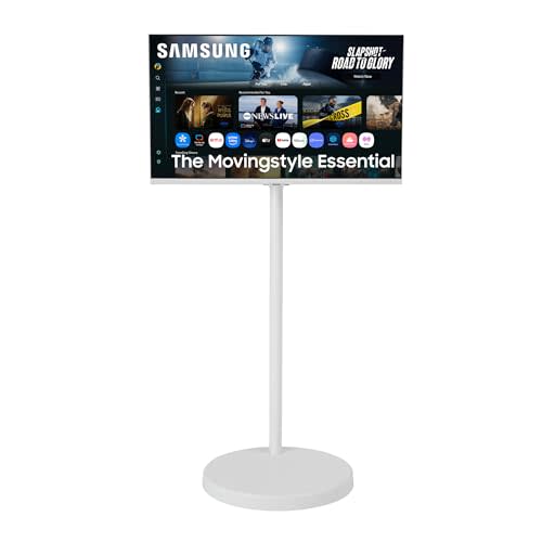 Samsung 32" The Movingstyle Essential 4K UHD Smart Monitor | Adjustable Rolling Stand, Smart TV Apps, Built-in Speakers, White Design, Gaming Hub, AI Picture Optimizer (F-LS32FM70-MSR)