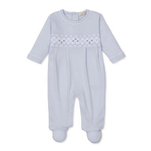 CLB Summer 26 Blue Hand Smocked Footie