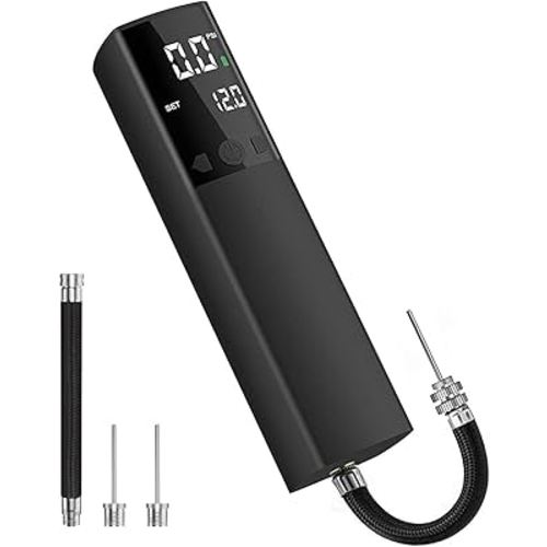 Pumteck Electric Ball Pump, Smart Air Pump Portable Fast Ball Inflation with Precise Pressure Gauge and Digital LCD Display for Football Basketball Volleyball Football (2 Pin and 1 Spout)