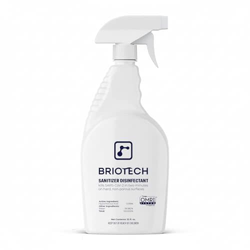 BRIOTECH Sanitizer Disinfectant Hypochlorous Spray, Kill 99.99% of Viruses & Bacteria, Control Mold, Eliminate Odor, Gentle for Nursery & Play Rooms, Food Contact Surface Sanitizer, 32 fl oz