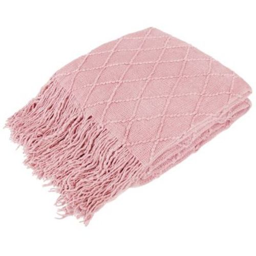 PAVILIA Knit Textured Soft Throw Blanket for Sofa, Living Room Decor, and Bed, Blossom Pink/Twin - 60x80