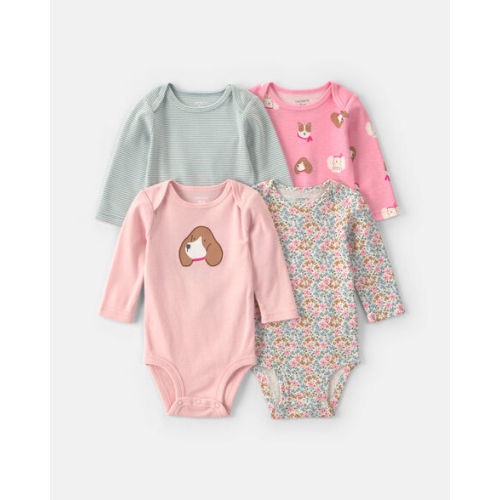 Baby Girl 4-Pack Dog Long-Sleeve Multipack Bodysuits | Carter's