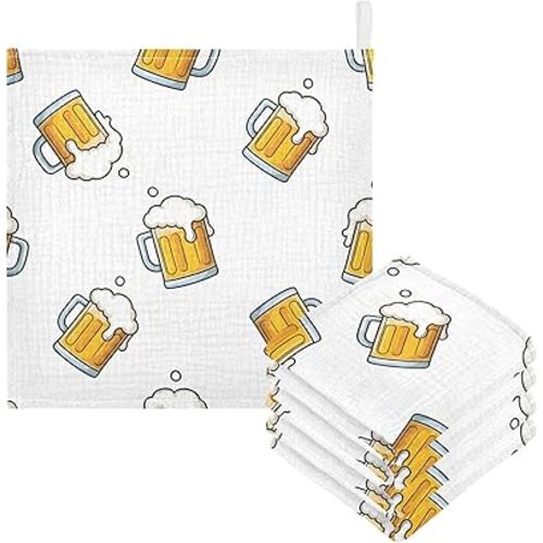 Baby Washcloths Muslin Face Towels Beer Mug Print Absorbent Soft Wipe Towel - 3 Pack Soft Wash Wipes for Infant Newborn Gifts
