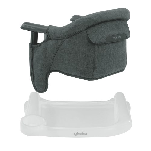Inglesina - Fast Table Chair with Fast Tray: Hook On Portable High Chair for Babies and Toddlers, Damage Free Travel Booster Seat for Restaurant Use - Includes Snap On Tray, Charcoal Gray Mélange