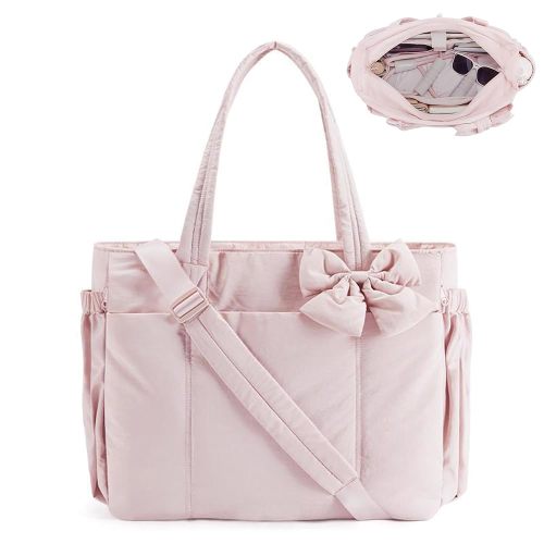 Emesak Lightweight Crush Bow Tote Bag For Women, Stylish Lightweight Puffy Quilted Shoulder Bag, Suitable for Women's Daily Commuting, Travel, Hiking, Cycling & Gym, Shopping