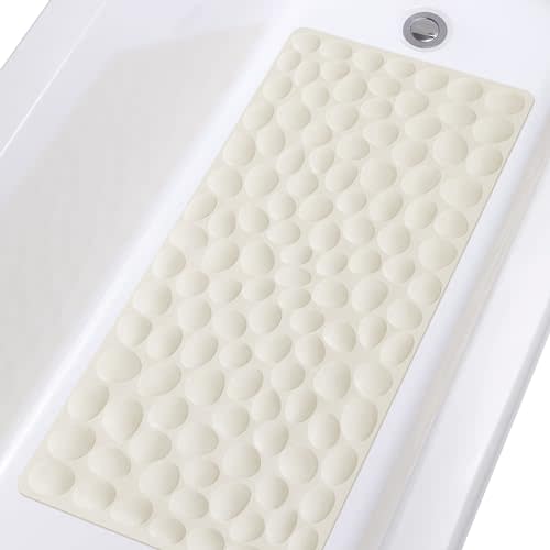 Non-Slip Bathtub Mat OTHWAY Soft Rubber Bathroom Bathmat with Strong Suction Cups (Beige)