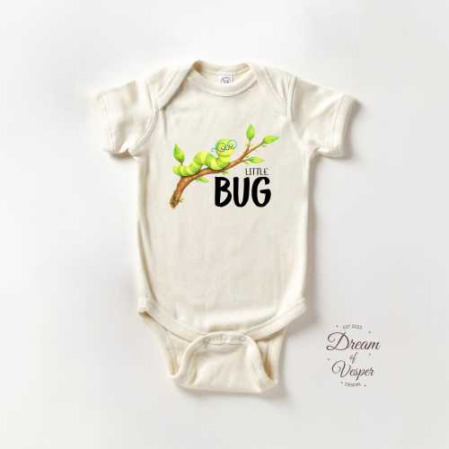 Little Bug Baby Onesie® Brand Cute Caterpillar Illustration Bodysuit Nature Inspired Newborn Outfit Sweet Baby Gift Natural Baby Clothes