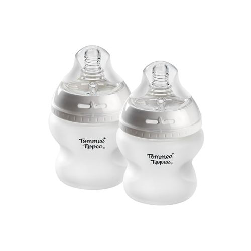 Tommee Tippee Natural Start Silicone Coated Glass Baby Bottles for Feeding from Newborn Up, 5oz, 2 Pack