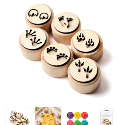Animal Trackers – Wooden Dough Stampers – 6 Piece