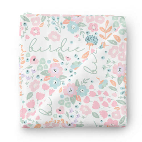 Willow's Whimsy Floral Personalized Swaddle Blanket