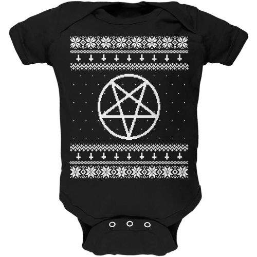 Old Glory White Satanic Pentagram Ugly Christmas Sweater Black Soft Baby One Piece - 3-6 Months