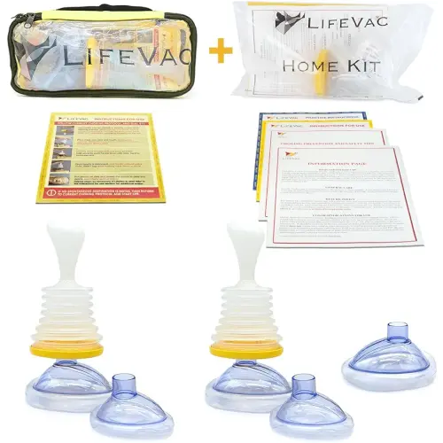 LifeVac Home & Yellow Travel Combo Kit - Portable Suction Rescue Device, First Aid Kit for Kids and Adults, Portable Airway Suction Device for Children and Adults