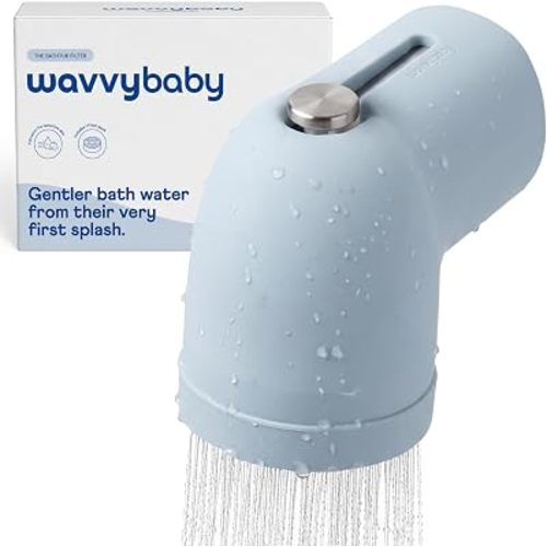 Bathtub Filter & Spout Cover | Reduces Chlorine & Impurities for Baby Skin | Rapid Flow Water Filter | Fits Standard Tub Faucets | Wave Blue