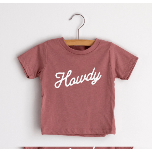 Gladfolk Howdy Script Baby & Kids Tee - Mauve - 2T