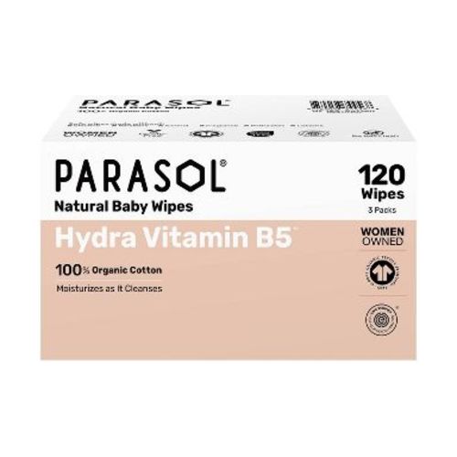 Parasol 100% Organic Cotton Hydra Vitamin B5 Baby Wipes - 3 Packs - 120ct