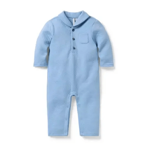 Baby Cloudy Blue Baby Quilted Shawl Collar One-Piece by Janie and Jack