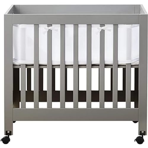 Mini Crib Breathable Mesh Liner by BreathableBaby, Classic 3mm Mesh, White, Size 4M Covers 4 Sides FITS MINI CRIBS WITH 38x24” MATTRESS ONLY