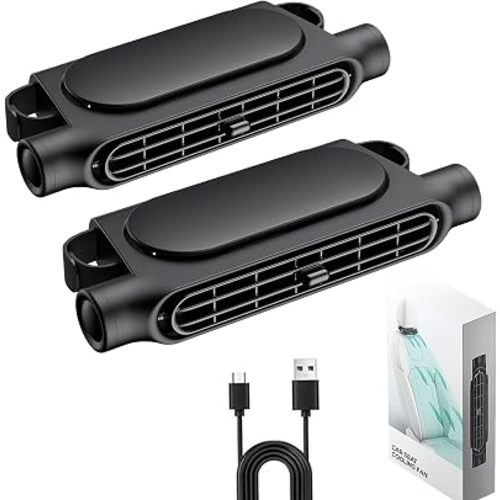 2-Pack Car Seat Fan Rechargeable for Backseat,3000mAh Battery Operated Headrest Fan with 3 Speeds,Portable Quiet Cooling Air Circulator for Passengers & Pets (2PC Black, Plug-in)