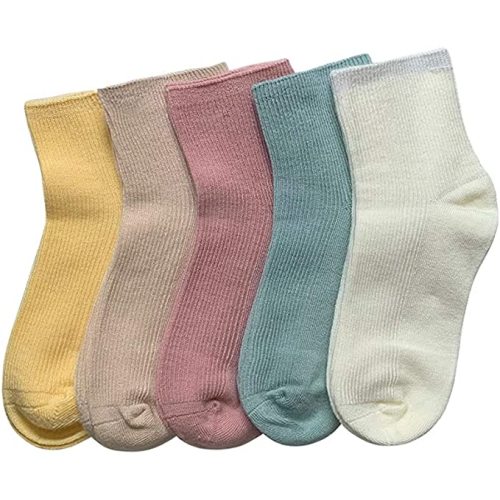SERISIMPLE Bamboo Stretch Kids Ankle School Kids Crew Socks Breathable Boy Girl 5 Pairs - Assorted