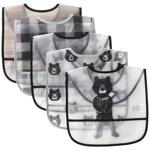Yoga Sprout Waterproof Bibs, 5 Pack, Bear Hugs