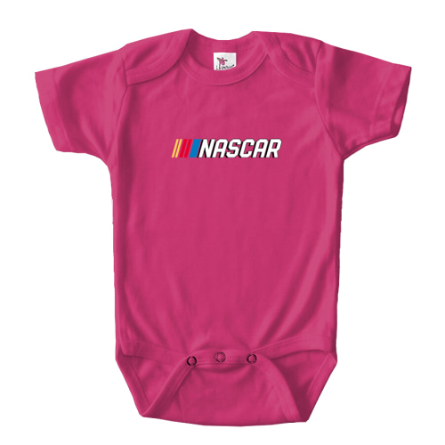 TeesCustomize.com Nascar Baby Romper Onesie - Pink / Newborn