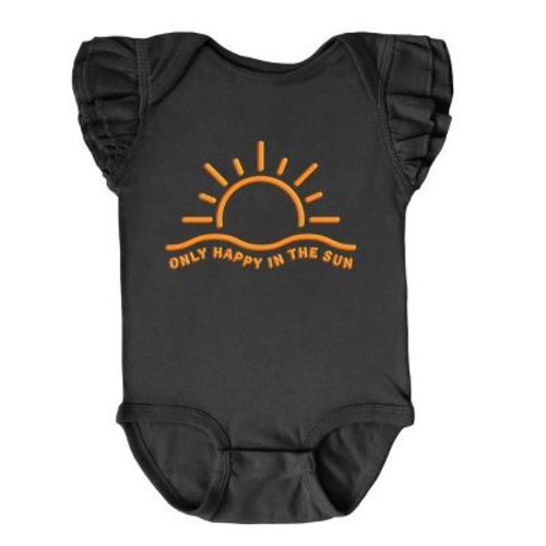 Only Happy In The Sun Puff Print - Baby Flutter Sleeve Bodysuit