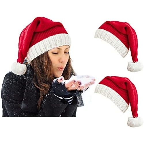 Santa Hat Christmas Hats Xmas Party Hat Red Knitted Beanie Hat For Adult Women Men