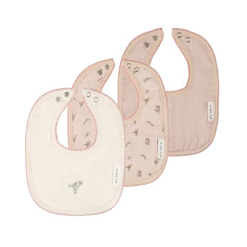 Ely's & Co. 100% Cotton Muslin Bib with Terry lining Soft & Absorbent for Infants, Adjustable Snaps 3 Pack