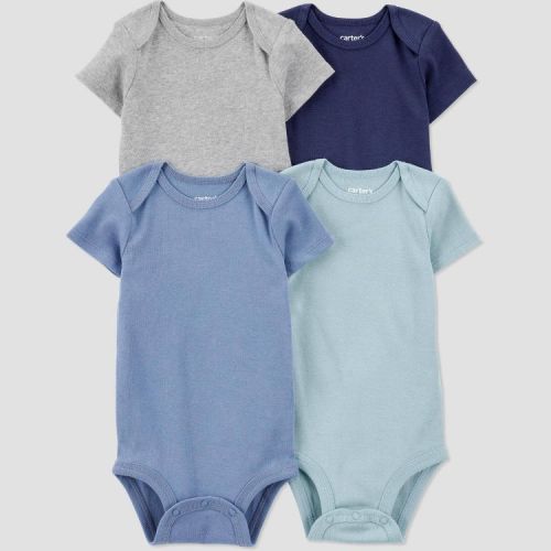 Carter's Just One You®️ Baby Boys' 4pk Short Sleeve Textured Solid Bodysuit - 18M: Snap Closure