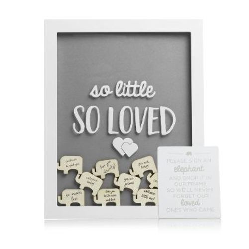 Pearhead Little Wishes Signature Guestbook Photo Frame - Gray/White: Wooden Rectangle, Tabletop/Wall, Modern Decor, Glass Window